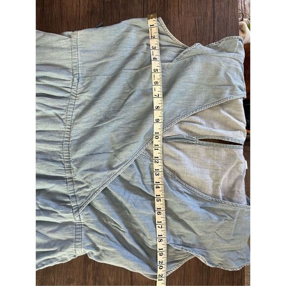 Old Navy Surplice Ruffle Cap Sleeve Cropped Cotton Chambray Jumpsuit Blue Sz XL - Picture 9 of 12